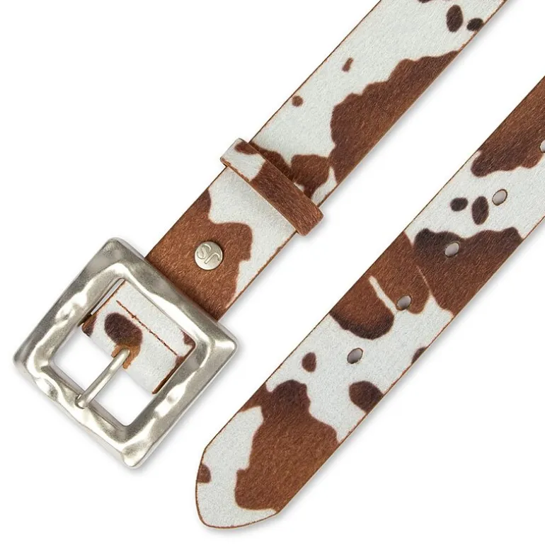 JS Jessica Simpson Hammered Cow Print Womens Belt