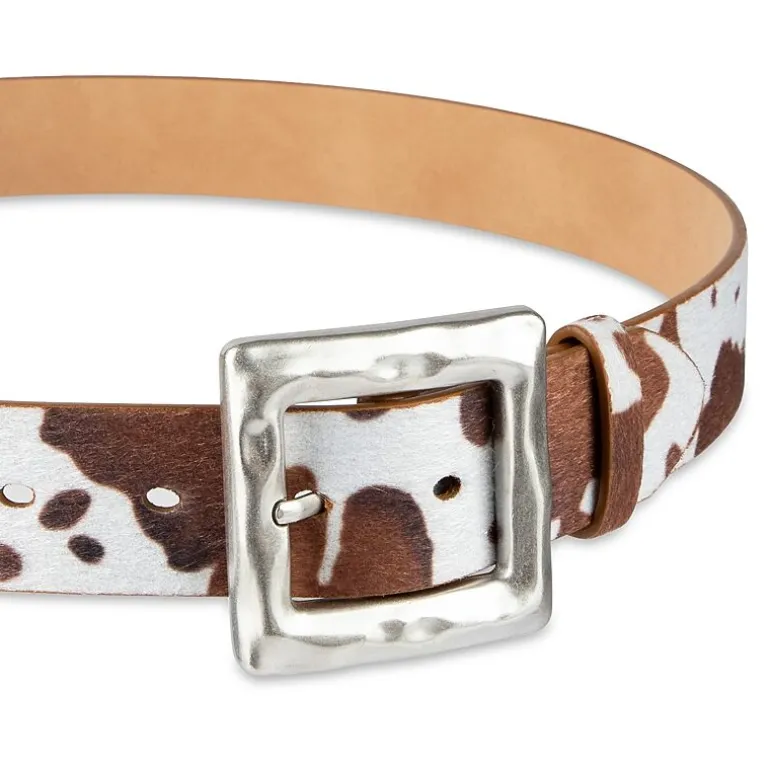 JS Jessica Simpson Hammered Cow Print Womens Belt