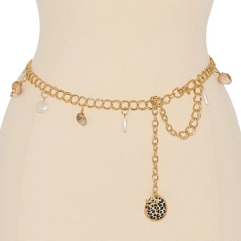 JS Jessica Simpson Shell Charm Chain Womens Belt
