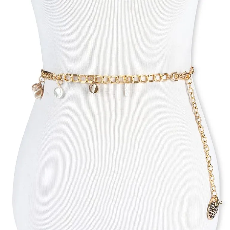 JS Jessica Simpson Shell Charm Chain Womens Belt
