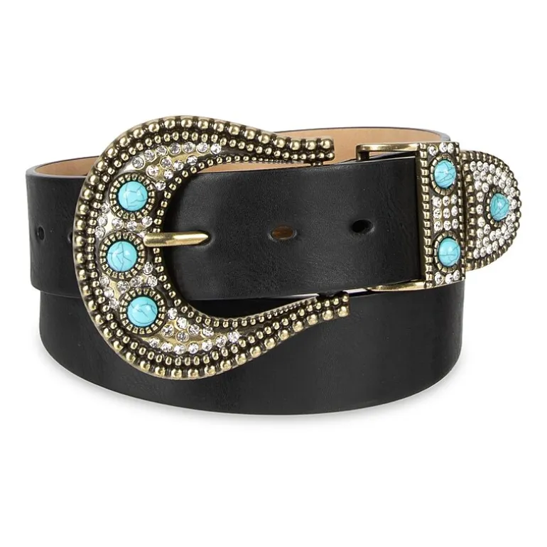 JS Jessica Simpson Turquoise Accented Casual Hip Belt Womens Belt