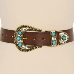JS Jessica Simpson Turquoise Accented Casual Hip Belt Womens Belt