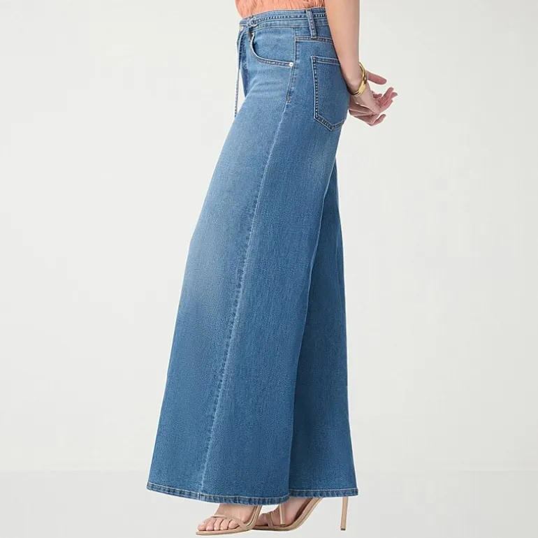 JS Jessica Simpson Womens High Rise Stretch Fabric Wide Leg Jean