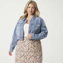 JS Jessica Simpson Womens Plus Denim Midweight Jacket