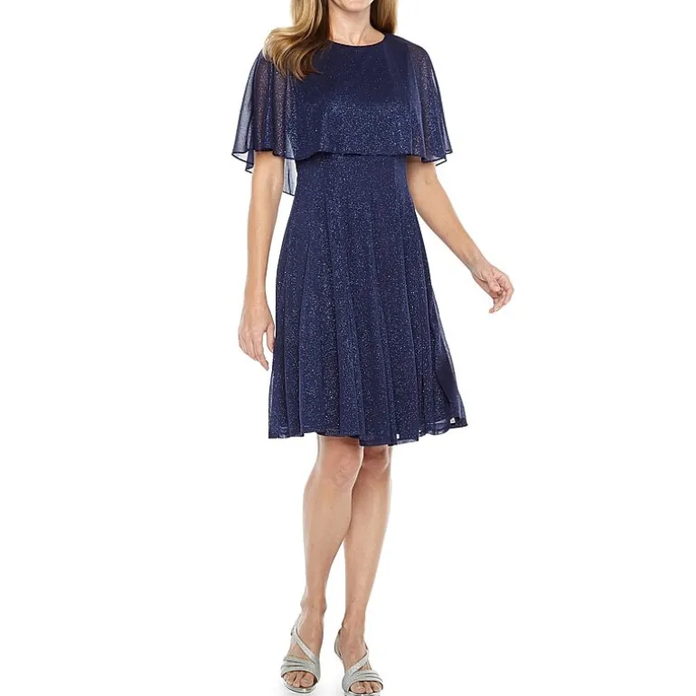 J Taylor Short Sleeve Fit + Flare Dress