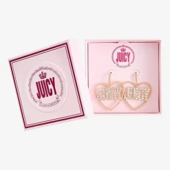 Juicy By Juicy Couture Gold Tone Womens Crystal Heart Drop Earrings