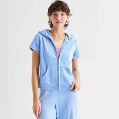 Juicy By Juicy Couture Womens Juniors Short Sleeve Hoodie
