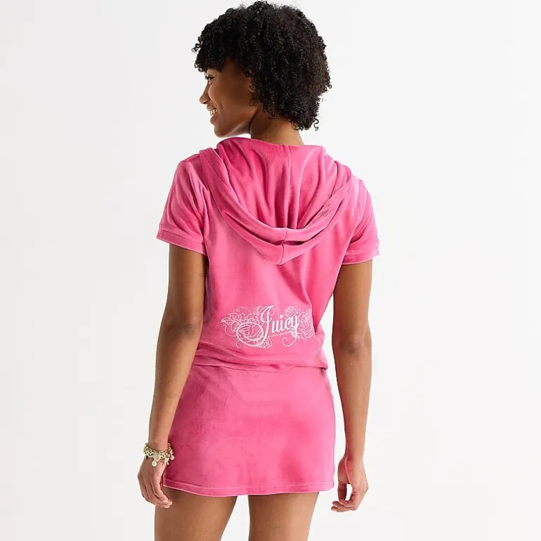 Juicy By Juicy Couture Womens Juniors Short Sleeve Hoodie