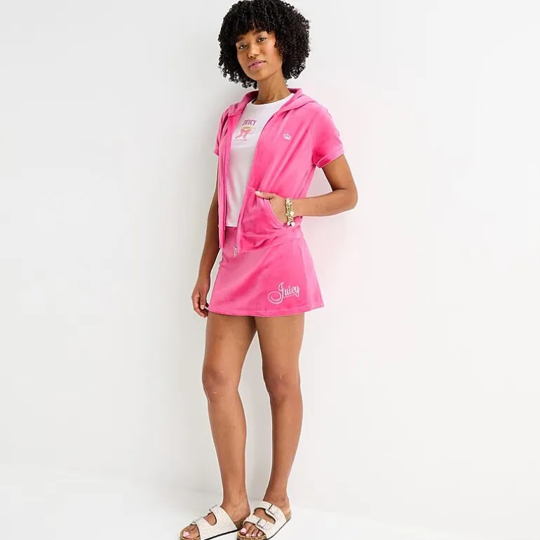 Juicy By Juicy Couture Womens Juniors Short Sleeve Hoodie