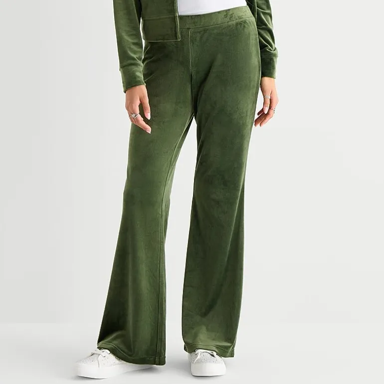 Juicy By Juicy Couture Womens Juniors Flare Mid Rise Track Pant