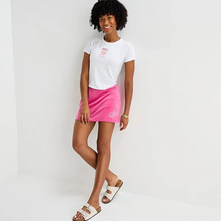 Juicy By Juicy Couture Womens Juniors Crew Neck Short Sleeve Regular Fit Graphic T-Shirt
