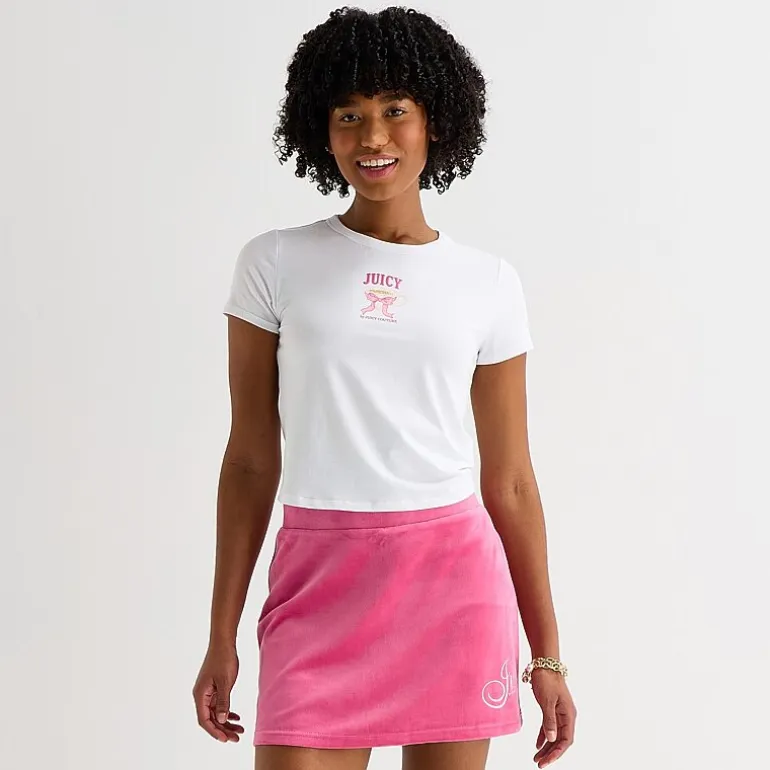Juicy By Juicy Couture Womens Juniors Crew Neck Short Sleeve Regular Fit Graphic T-Shirt