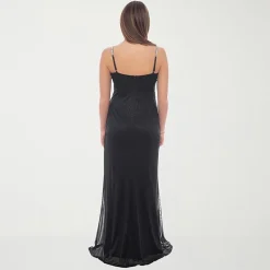 Jump Apparel Womens Juniors Draped Neck Sleeveless Glitter Bodycon Dress