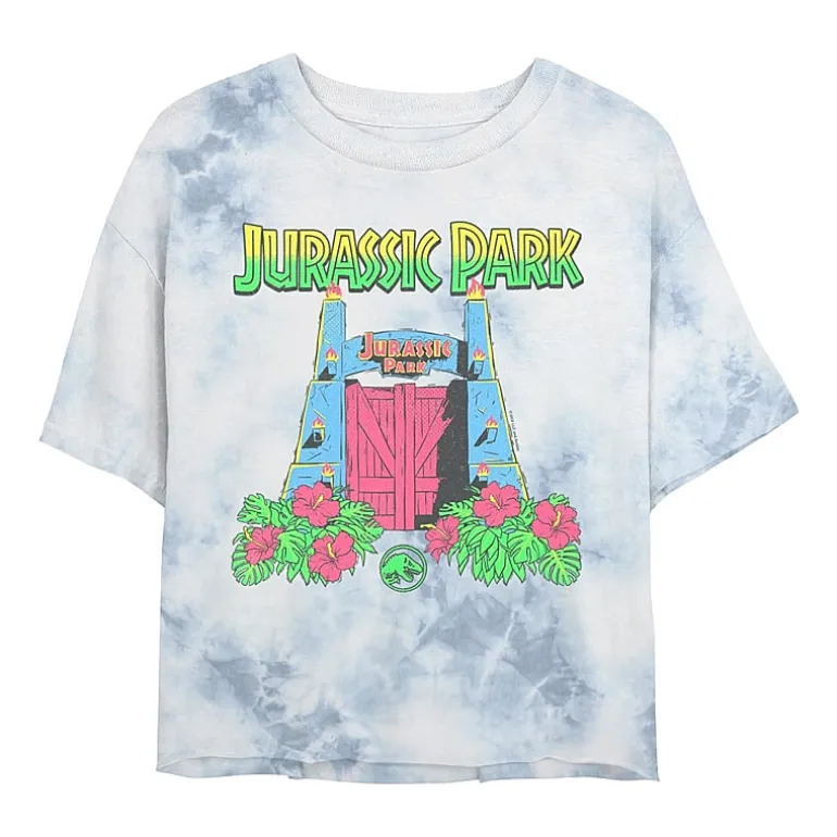 Jurassic Park Cropped Tee Womens Juniors Crew Neck Short Sleeve Regular Fit Graphic T-Shirt