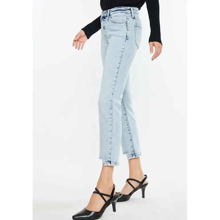 KanCan Women's Essentials Mid Rise Crop Straight Jeans Pam