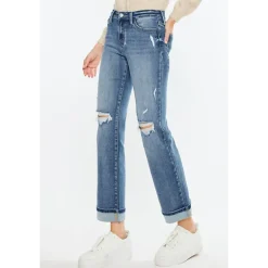 KanCan Women's Essentials Mid Rise True Straight Leg Jeans Carrie