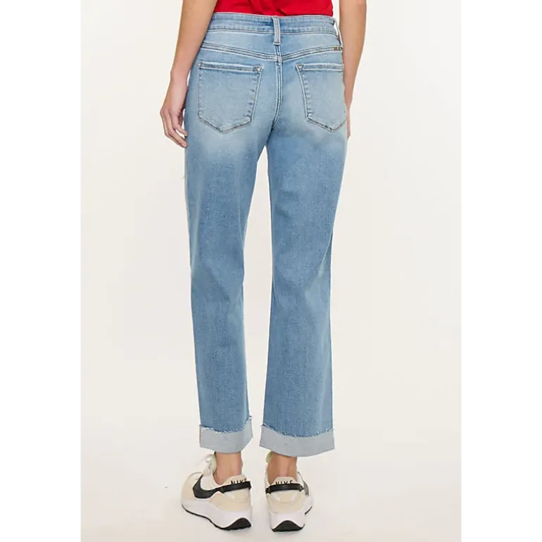 Kancan Women's Essentials Mid Rise Crop Straight Jeans Rocio