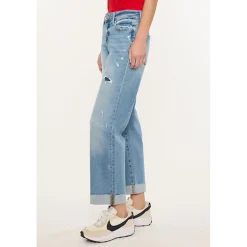 Kancan Women's Essentials Mid Rise Crop Straight Jeans Rocio
