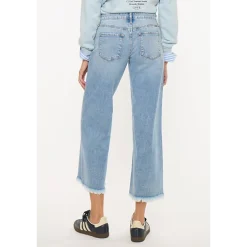 KanCan Women's Essentials Mid Rise Crop Wide Jeans Mal