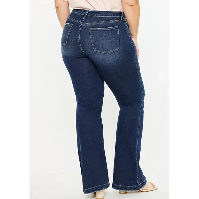 KanCan Women's Plus Size Harley Mid Rise Flare Jeans Harley