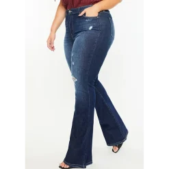 Kancan Women's Plus Size High Rise Flare Jeans Solange