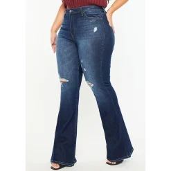 Kancan Women's Plus Size High Rise Flare Jeans Solange