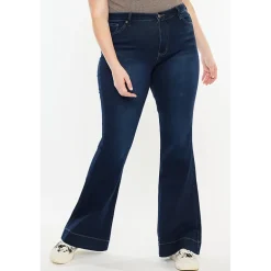 Kancan Women's Plus Size High Rise Flare Jeans Nancy