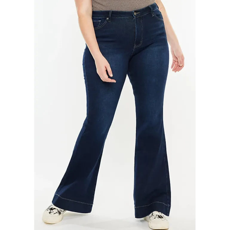 Kancan Women's Plus Size High Rise Flare Jeans Nancy