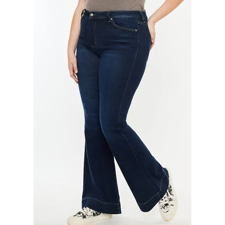 Kancan Women's Plus Size High Rise Flare Jeans Nancy