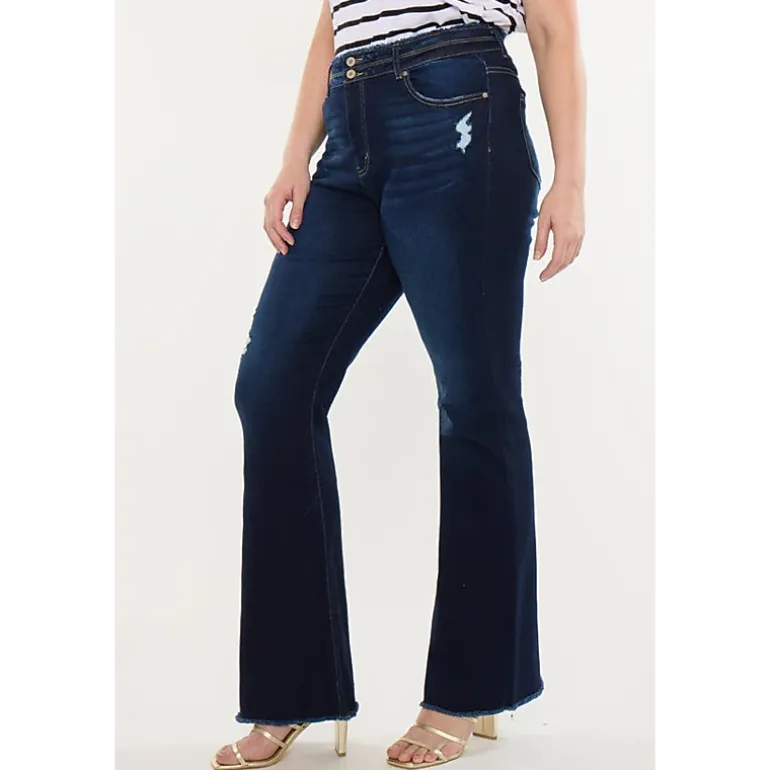 KanCan Women's Plus Size High Rise Flare Jeans Gill