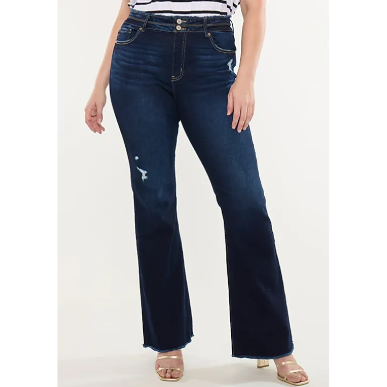 KanCan Women's Plus Size High Rise Flare Jeans Gill