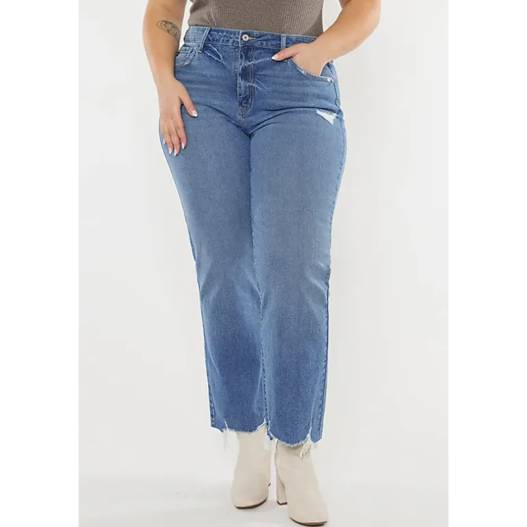 KanCan Women's Plus Size High Rise Slim Wide Leg Jeans Cassiel
