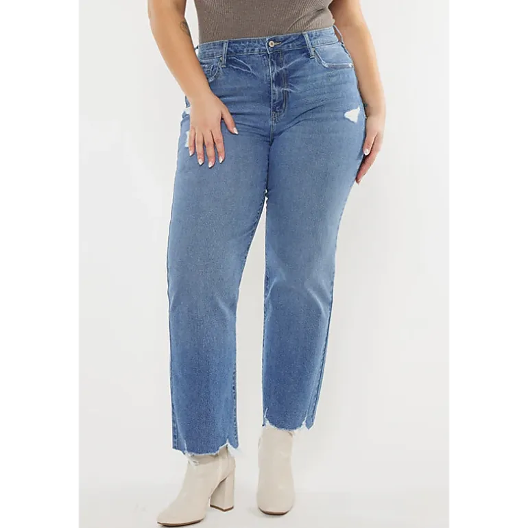 KanCan Women's Plus Size High Rise Slim Wide Leg Jeans Cassiel