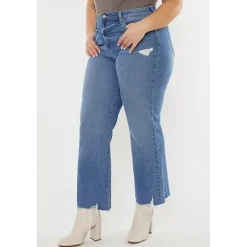 KanCan Women's Plus Size High Rise Slim Wide Leg Jeans Cassiel