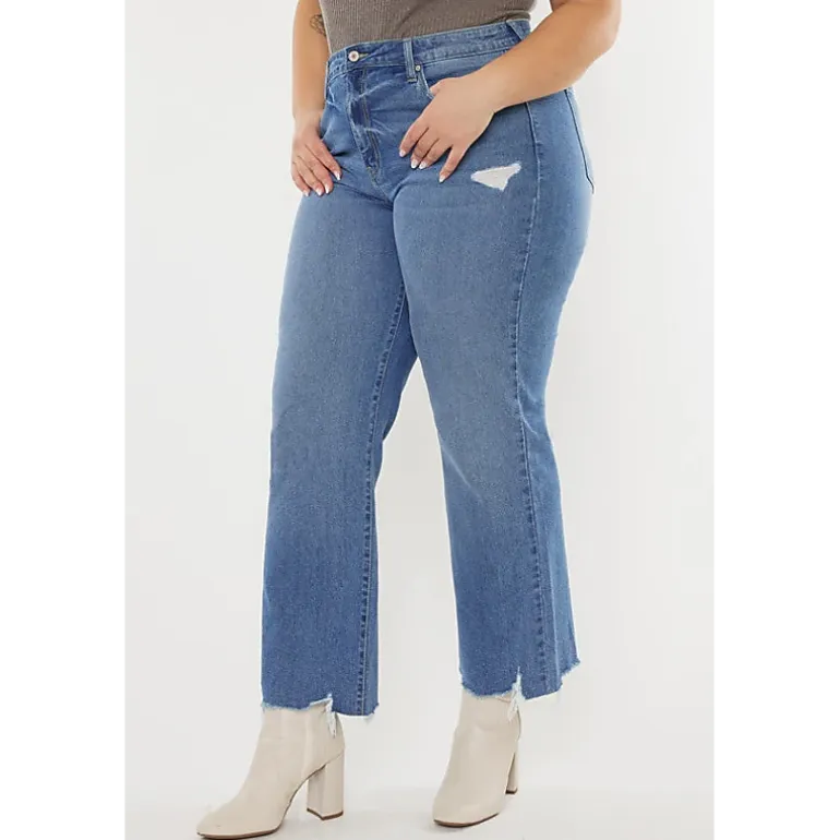 KanCan Women's Plus Size High Rise Slim Wide Leg Jeans Cassiel