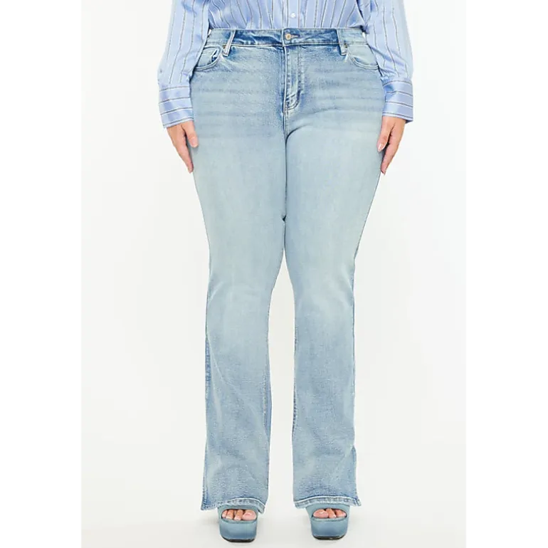 Kancan Women's Plus Size Mid Rise Y2k Bootcut Jeans Doreen