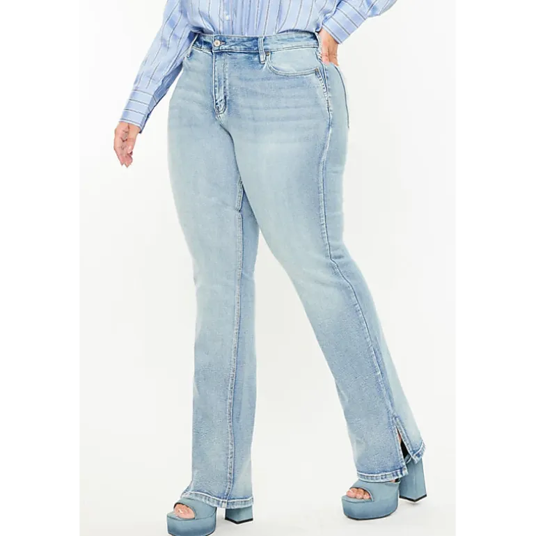 Kancan Women's Plus Size Mid Rise Y2k Bootcut Jeans Doreen