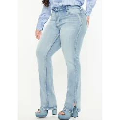 Kancan Women's Plus Size Mid Rise Y2k Bootcut Jeans Doreen