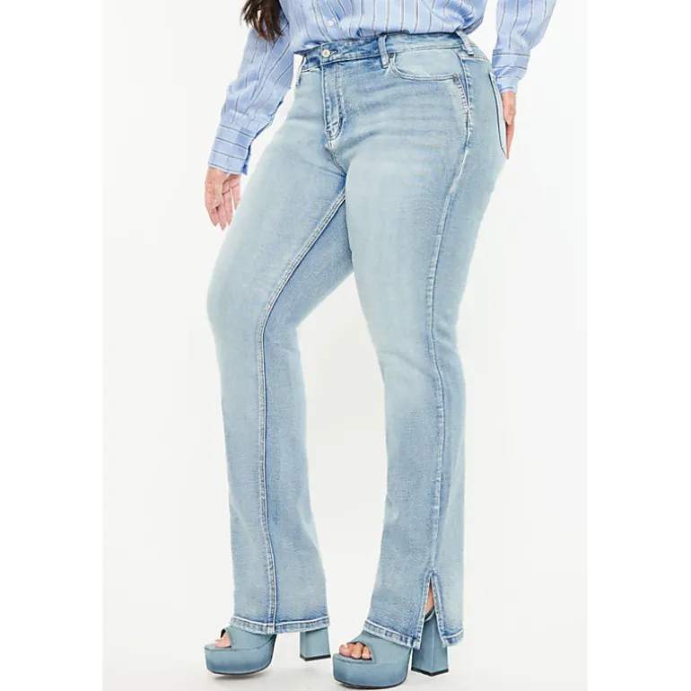 Kancan Women's Plus Size Mid Rise Y2k Bootcut Jeans Doreen