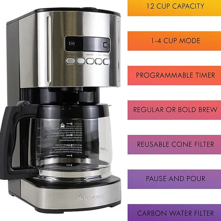Kenmore Aroma Control Programmable 12-cup Coffee Maker- Black/Stainless