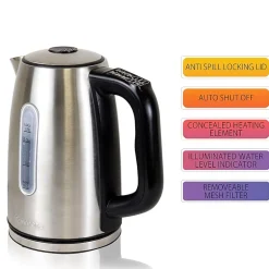 Kenmore 1.7L Cordless Electric Tea Kettle with 6 Temperature Pre-Sets