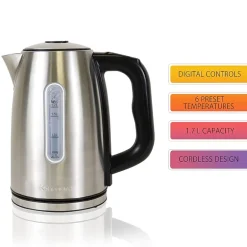 Kenmore 1.7L Cordless Electric Tea Kettle with 6 Temperature Pre-Sets