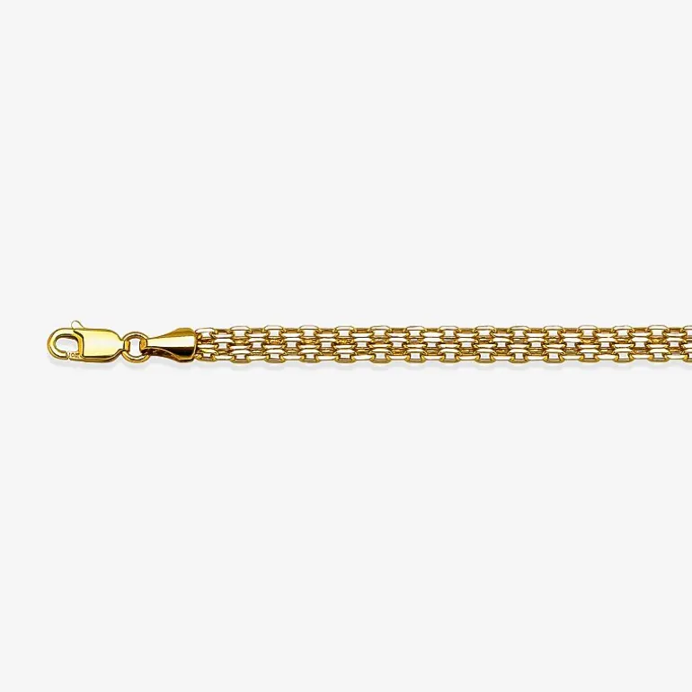 10K Gold 7.25 Inch Hollow Bismark Link Bracelet