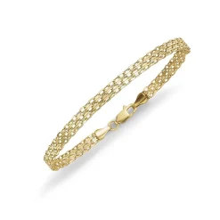 10K Gold 7.25 Inch Hollow Bismark Link Bracelet
