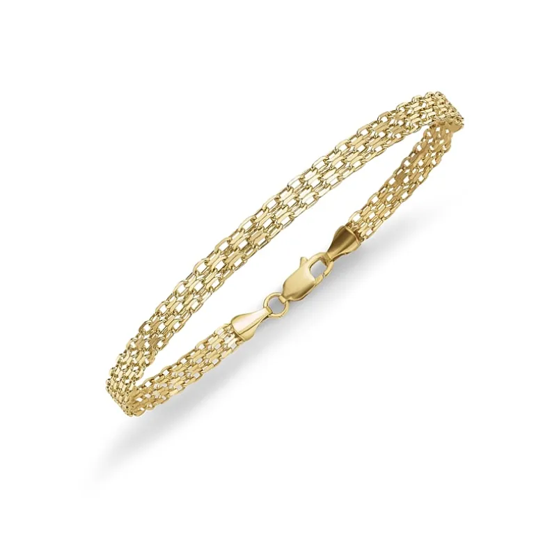 10K Gold 7.25 Inch Hollow Bismark Link Bracelet