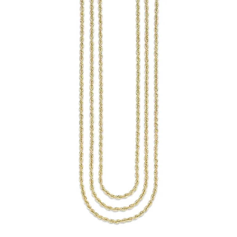 10K Gold 18 - 24 Inch Hollow Rope Chain Necklace