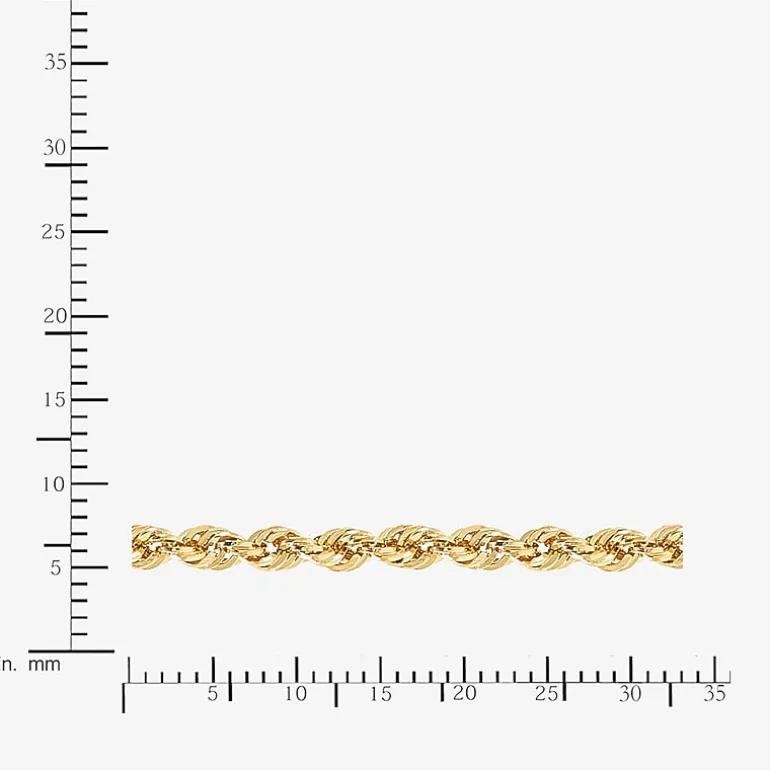 14K Gold 16 - 30 Inch Semi-Solid Sparkle Rope Chain Necklace