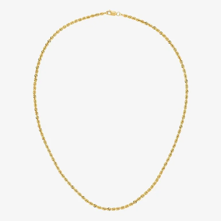 14K Gold 16 - 30 Inch Semi-Solid Sparkle Rope Chain Necklace