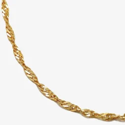 14K Gold 16 - 22 Inch Solid Singapore Chain Necklace