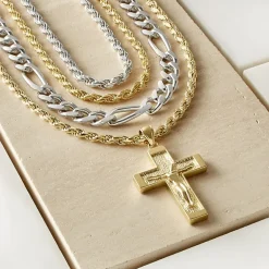 18K Gold Over Silver Crucifix Pendant Necklace